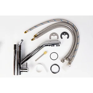 Robinet de bucatarie pentru purificator de apa, 3 cai (rece, calda, apa purificata), design modern, CROM (jos), PurePro